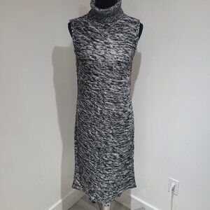 Melissa & Marley Turtleneck Knit Full Length Sleeveless Tunic Size M Black White